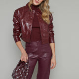 Casey Cropped Faux Leather Jacket
