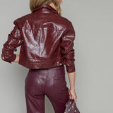 Casey Cropped Faux Leather Jacket