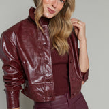 Casey Cropped Faux Leather Jacket