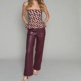Maren Abstract Strapless Peplum Top