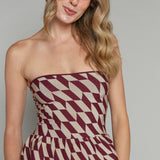 Maren Abstract Strapless Peplum Top