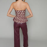 Maren Abstract Strapless Peplum Top