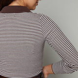 Alfie Ribbed Collared Henley Striped Top