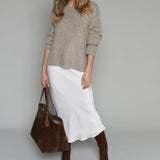 Valentina Chunky V Neck Sweater - Taupe