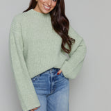 Jessie Relaxed High Neck Ribbed Sweater - Grass