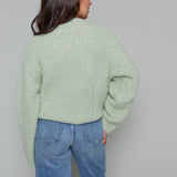 Jessie Relaxed High Neck Ribbed Sweater - Grass