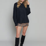Celeste Oversized Mock Neck Sweater - Midnight