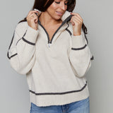 Byron Oversized Half Zip Sweater - Light Heather Oatmeal