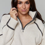 Byron Oversized Half Zip Sweater - Light Heather Oatmeal