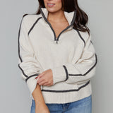 Byron Oversized Half Zip Sweater - Light Heather Oatmeal