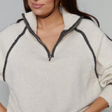 Byron Oversized Half Zip Sweater - Light Heather Oatmeal