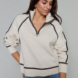 Byron Oversized Half Zip Sweater - Light Heather Oatmeal