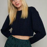 Briar Cropped Knit Sweater - Midnight