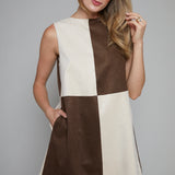 Gianni Suede Contrasted Shift Mini Dress