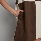 Gianni Suede Contrasted Shift Mini Dress