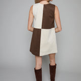 Gianni Suede Contrasted Shift Mini Dress