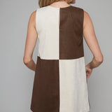 Gianni Suede Contrasted Shift Mini Dress