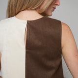 Gianni Suede Contrasted Shift Mini Dress