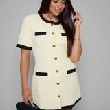 Regina Textured Button Front Mini Dress