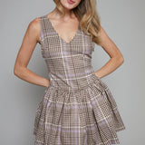 Charmaine Plaid Bubble Hem Mini Dress