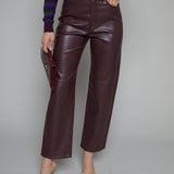 Wrigley High Rise Bowed Straight Leather Pant