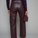 Wrigley High Rise Bowed Straight Leather Pant