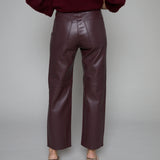 Wrigley High Rise Bowed Straight Leather Pant