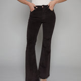 Caleb Corduroy Mid Rise Ultra Flare Pants - Mocha