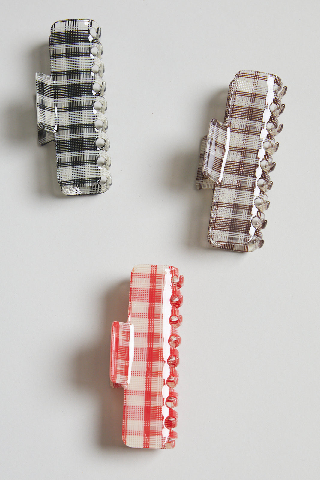 Plaid Square Claw Clip - Coffee