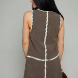 Audette Suede Stitched Mini Dress