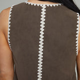 Audette Suede Stitched Mini Dress