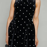 Hilda Polka Dot Velvet Mini Dress