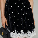Hilda Polka Dot Velvet Mini Dress