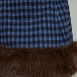 Francesca Gingham Fur Mini Dress