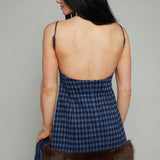 Francesca Gingham Fur Mini Dress