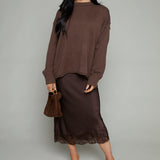 Marisol Relaxed Boyfriend Sweater - Chocolate