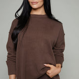 Marisol Relaxed Boyfriend Sweater - Chocolate