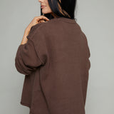 Marisol Relaxed Boyfriend Sweater - Chocolate