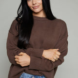 Marisol Relaxed Boyfriend Sweater - Chocolate