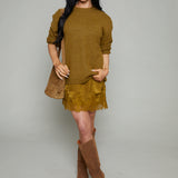 Cassie Satin Lace Mini Dress - Golden Sage