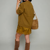 Cassie Satin Lace Mini Dress - Golden Sage