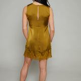 Cassie Satin Lace Mini Dress - Golden Sage