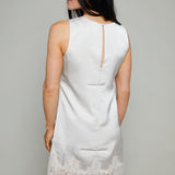 Cassie Satin Lace Mini Dress - Frosted Pearl