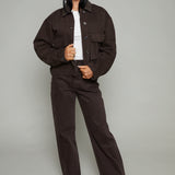 Joni Cropped Denim Chore Jacket - Umber