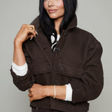 Joni Cropped Denim Chore Jacket - Umber