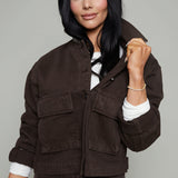 Joni Cropped Denim Chore Jacket - Umber