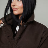 Joni Cropped Denim Chore Jacket - Umber