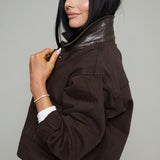 Joni Cropped Denim Chore Jacket - Umber