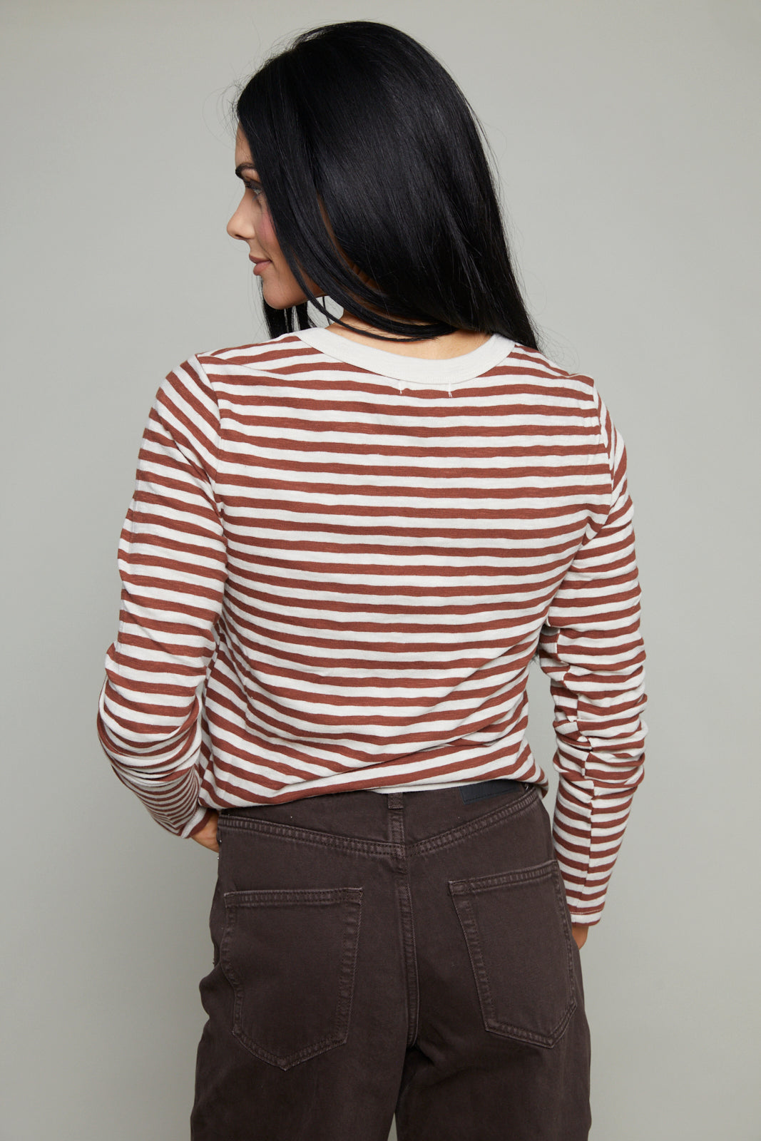 Rita Long Sleeve Striped Slub Tee