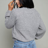 Ivana Brushed Knit Henley Sweater - Heather Grey